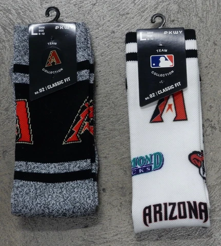 Pack of 2 Arizona Diamondbacks D-Backs Socks Gift Large Mixup Varsity Crew Gray Cover
