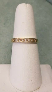 BRAND NEW SOLID 14K YELLOW GOLD WITH 8 ROUND NATURAL DIAMONDS BAND RING SIZE 10 - Picture 1 of 5