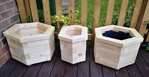 Wooden hexagon planters, raised garden bed planter, heavy duty wooden pots garde - Picture 1 of 11