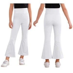 Girls Pants Fitness Trousers Stretchy Dancewear Comfortable Bell Bottoms Dance - Picture 1 of 57