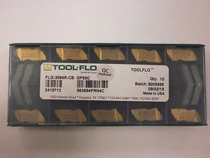 10pc) ToolFlo FLG 3094R-CB GP50 Top Notch Carbide Grooving Inserts NG 3094RCB - Picture 1 of 2