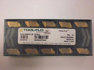 10pc) ToolFlo FLG 3094R-CB GP50 Top Notch Carbide Grooving Inserts NG 3094RCB - Image 1 of 2