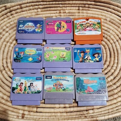 VTech Disney Games Spongebob Mermaid Toy Story Nemo, Tinkerbell, Barney Lot 9  - Image 1 of 4