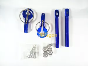 Pasador de cierre con capucha abatible azul universal para carreras deportivas JDM con montaje de aluminio - Imagen 1 de 1