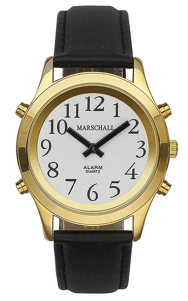 Marschall ♂ TALKING WATCH > Herrenuhr Ø 39mm | Weckfunktion | Leder - Bild 1 von 1