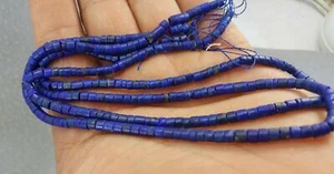 grade AAA 3.5mm Lapis lazuli un-polished heishi Natural beads 16 inches 2string - Picture 1 of 4