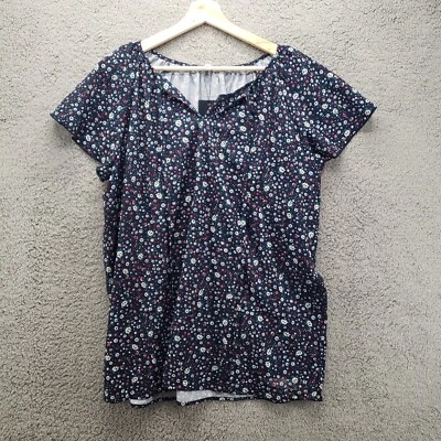 Simple Fun Shirt womens 2XL Floral Blue Cap Sleeve Blouse - Image 1 of 4