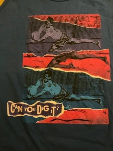 Vintage Fußball Tank Top ärmelloses T-Shirt "can you dig it" 70er 80er blau rot Large - Bild 1 von 4