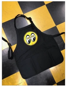 Mooneyes Black Garage or Shop Apron with Classic Yellow Moon Logo OM022 - Picture 1 of 1