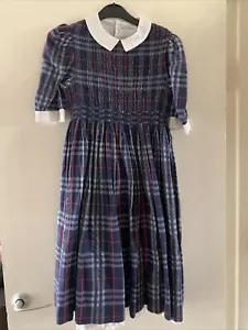 Burberry Children Girls Navy Check Dress Vintage Age 10-11 - Picture 1 of 9