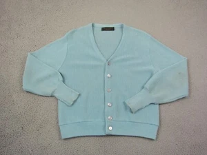 True Vintage Van Heusen Cardigan Womens Medium Blue Sweater Made in USA 50s 60s - Picture 1 of 19