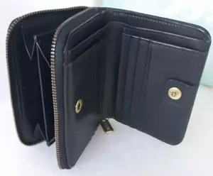 Vintage 1990s ~ COACH Black Pebbled Leather Card/Coin Wallet ~ 2 Compartments - Picture 1 of 24