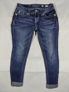Miss Me Jeans Women 25 Skinny Mid Rise Embellished 5-Pockets Medium Wash Denim - Picture 1 of 11