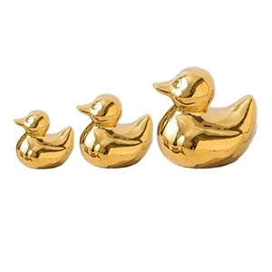 Golden Ceramic Duck Figurines,Home Decor Animal Sculptures and Statues - Picture 1 of 7