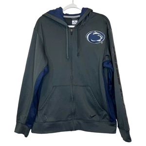 Nike Penn State Nittany Lions Gray Blue Dri-FIT Full-Zip Hoodie Size Large - Picture 1 of 13