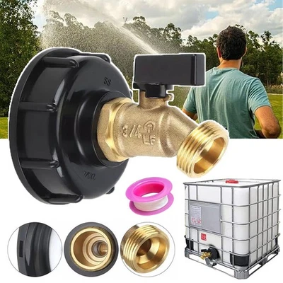 Válvula de grifo de manguera de rosca gruesa de latón de 2" 275-330 galones IBC adaptador de tanque de bolsa Foto 1 de 4
