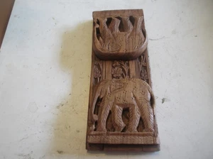 Vintage Carved Wooden Indian Elephant sliding extending folding Book Shelf Ends - Picture 1 of 6
