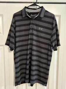 Under Armour Poloshirt Herren Gr. Medium Golf schwarz gestreift kurzarm - Bild 1 von 3