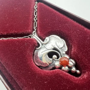 Collana Georg Jensen anno 1996 corniola uva chiaro di luna argento 925 17" co... - Foto 1 di 16