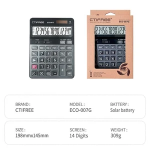 (Style D)Desktop Calculator 14 Digit Large Solar Power LCD Display Calculator⊹ - Picture 1 of 12