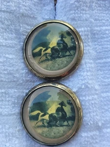 Bridle Rosette's Horses In The Storm 2 in brass and glass  - Picture 1 of 5