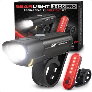 GearLight S400 PRO Rechargeable Bike Light Set Headlight & Taillight - Powerful - Picture 1 of 8