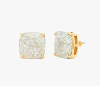 Kate Spade New York Glitter Square Opal Stud Earrings With Pink Dust Bag NWT - Image 1 of 4