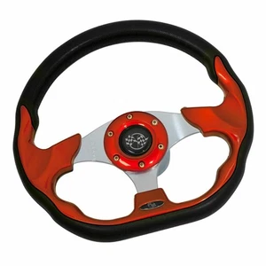 Yamaha 12.5" Red Golf Cart Steering Wheel |Chrome Adapter Hub |All Models - Picture 1 of 4