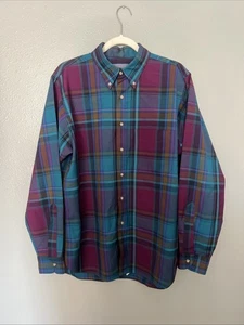 *USA* Sir Pendleton L blue plaid 100% virgin wool flannel casual shirt - Picture 1 of 7