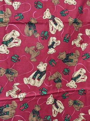 Vintage Hoffman International CHRISTMAS FABRIC TEDDY BEARS  2 Yards By 20” - Image 1 of 4