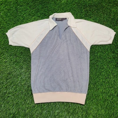 Vintage 80s GAP Terry Cloth Polo Top Womens M Batwing Sleeve 80s Preppy Pastel - Image 1 of 4