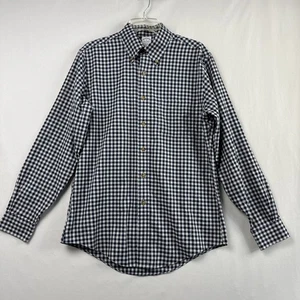 Camisa Brooks Brothers 1818 Hombre M Abotonada Azul Gris Cuadros Algodón Sin Hierro - Imagen 1 de 10