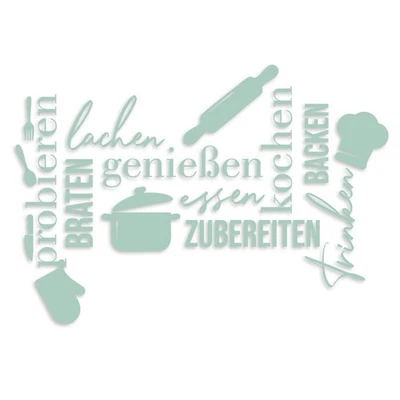 Wandtattoo Wortwolke 80x150cm Kochen Küche Esszimmer Deko Aufkleber YX007 Mint - Bild 1 von 4