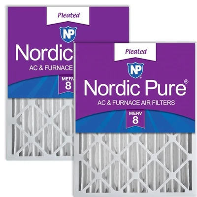 Nordic Pure 16x25x4 MERV 8 Pleated AC Furnace Air Filters 2 Count (Pack of 1) - Image 1 of 4