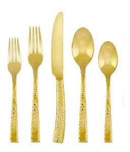 Juego de cubiertos martillados Argent Orfévres Paris oro 20 piezas - Imagen 1 de 4