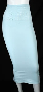 Falda midi ajustada al cuerpo jersey corte láser azul polvo ALAIA 40 - Imagen 1 de 6