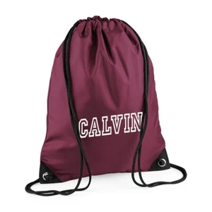 Personalised Gym Sack / Pump / Swim Drawstring Bag Printed with name - Maroon - Picture 1 of 10