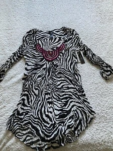 Bisou Bisou Women Beaded Long Sleeve Pleated Shirt Short Dress Multicolor Size S - Picture 1 of 13