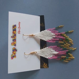 Perlenohrringe Rocaille multicolor Perlen Traditionelle Ohrringe. - Bild 1 von 3