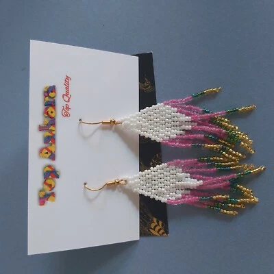 Perlenohrringe Rocaille multicolor Perlen Traditionelle Ohrringe. - Bild 1 von 3