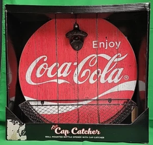 NEW The Cap Catcher Coca-Cola Wall Mounted Bottle Opener With Cap Catcher - Picture 1 of 2