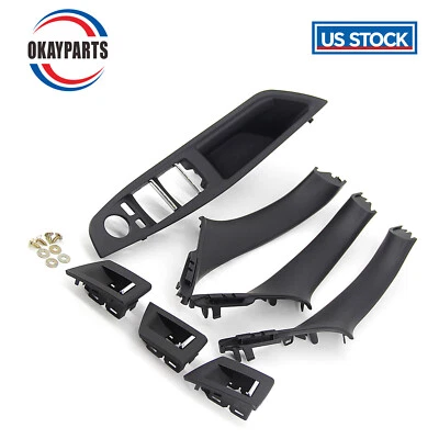 7Pcs Black Inner Door Handle Kit For BMW 520i 523i 525d 528i 530i 535i 2010-2016 - Image 1 of 4