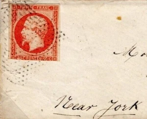 FRANCE Cover ROLLER CANCEL Paris 1857 GB Mail 40c Napoleon LADIES ENVELOPE FL27 - Picture 1 of 9