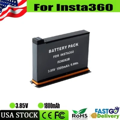 BATTERYMASTER ✅EXTRA REPLACEMENT BATTERY FOR INSTA 360 X3 ACTION SPORT CAMERA 1800MAH 3.85V US