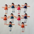 12 giętych jednorazowych baleriny 3" mini lalki zabawki ciasto babeczki toppery różowo-niebieskie