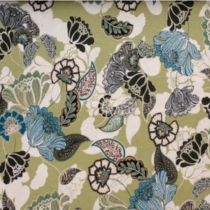Jersey 160x150 cm, große Blüten, Digitaldruck,weich,knitterfrei, elastisch grün - Bild 1 von 3