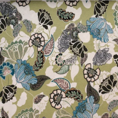 Jersey 160x150 cm, große Blüten, Digitaldruck,weich,knitterfrei, elastisch grün - Bild 1 von 3