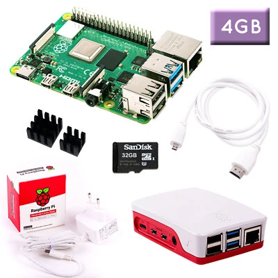 Raspberry Pi 4 RPi4 (4GB RAM) Bundle 32GB, weiß