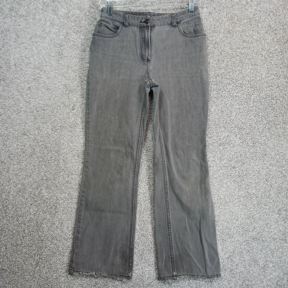 Pantalones de mezclilla Newport News Jeanology para mujer talla 6 grises Distress tiro medio corte bootcut Foto 1 de 4