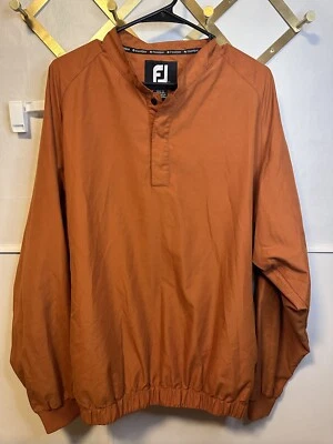 Куртка ветровка мужская FootJoy для гольфа размер L жженый оранжевый пуловер на кнопках 1/4 - Изображение 1 из 4